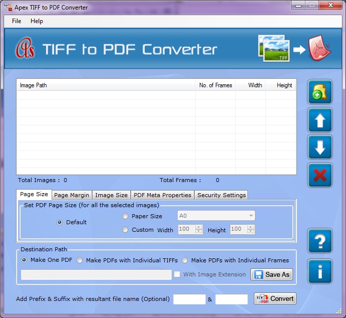 Click to view Convert Multipage TIF to PDF 2.8.0.4 screenshot