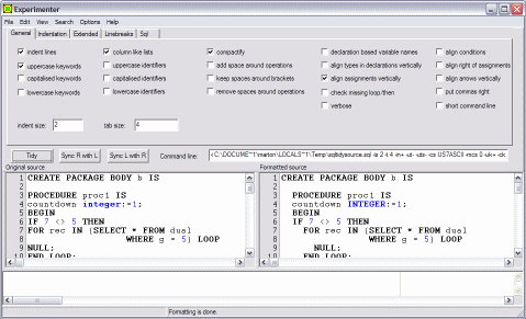 Click to view Tidycode Pl Sql Formatter 2.6.1 screenshot