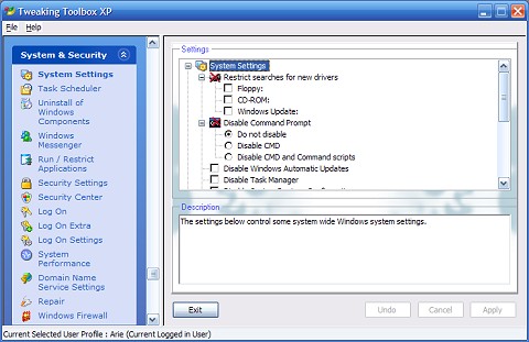 Click to view Tweaking Toolbox XP 2.1 screenshot