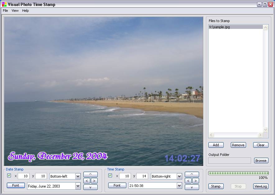Click to view Visual Photo Time Stamp 2.1.5 screenshot
