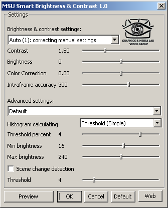 Click to view MSU Smart Brightness & Contrast 1.01 screenshot