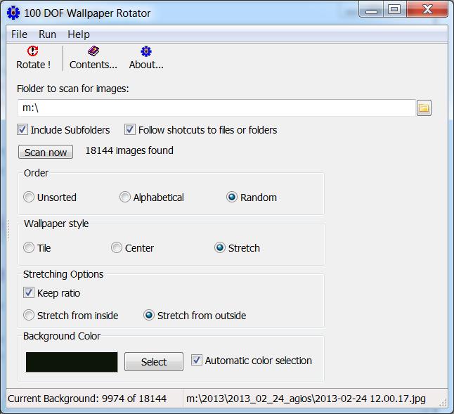 Click to view 100dof wallpaper rotator 1.6 screenshot