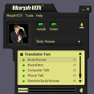 Click to view Translator Fun Voices - MorphVOX Add-on 1.5.1 screenshot