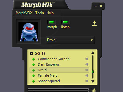 Click to view Sci-Fi Voices - MorphVOX Add-on 1.3.1 screenshot