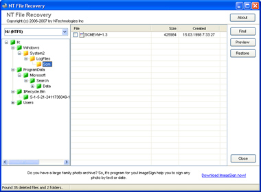 Click to view NT File Recovery 2.1 screenshot