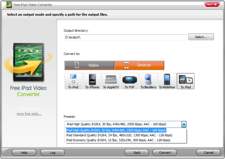 Click to view Free AVI/WMV/MP4/FLV to iPad Converter 4.8.8 screenshot