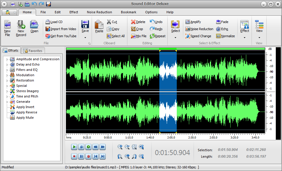 Click to view Sound Editor Deluxe 7.4.9 screenshot